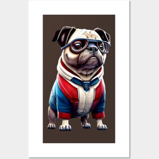 Cute Pug in Time Travel Suit - Adorable Pug in Quantum Real-Time Travel Costume Posters and Art